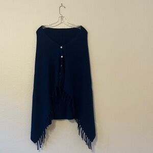 J. McLaughlin Blue Sweater Poncho Shawl